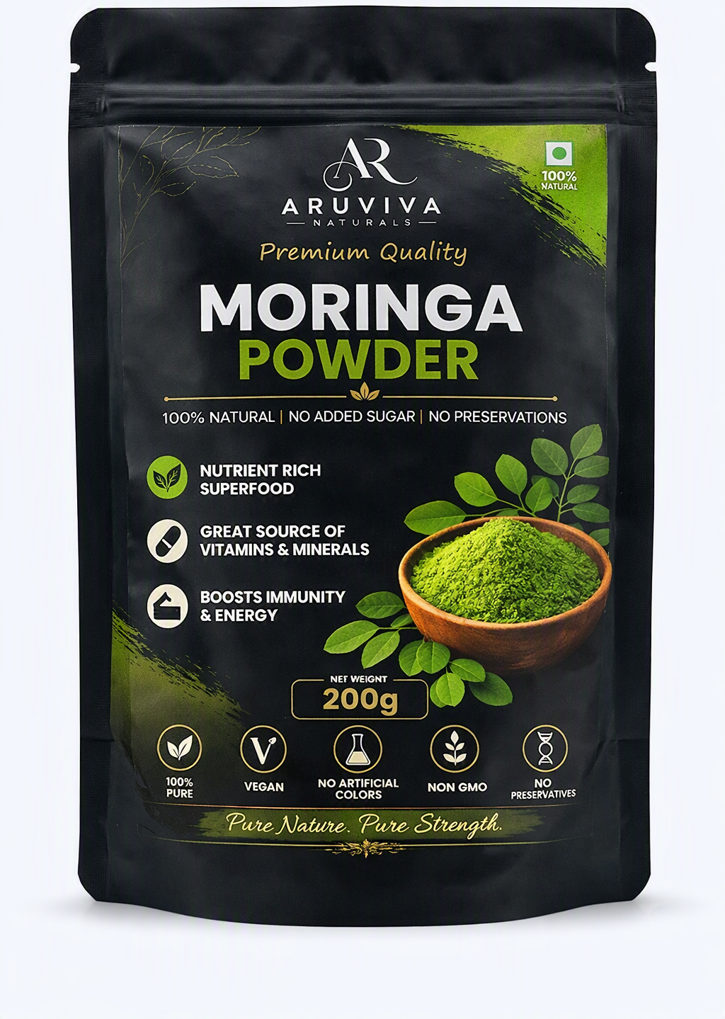 Aruviva Naturals Premium Quality Moringa Powder – 200g