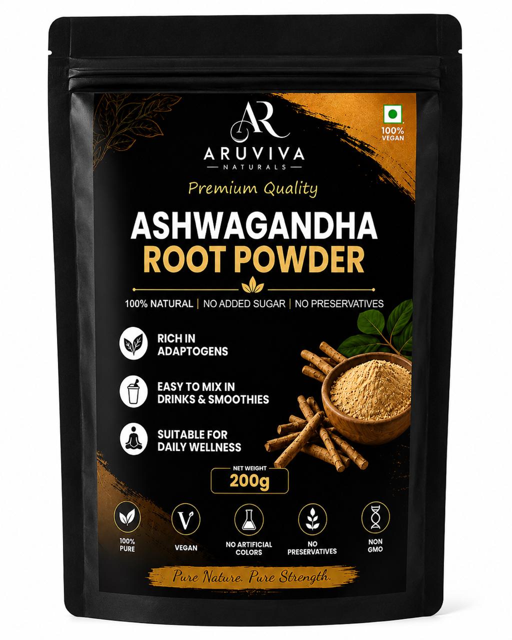 Aruviva Naturals Premium Quality Ashwagandha Root Powder – 200g